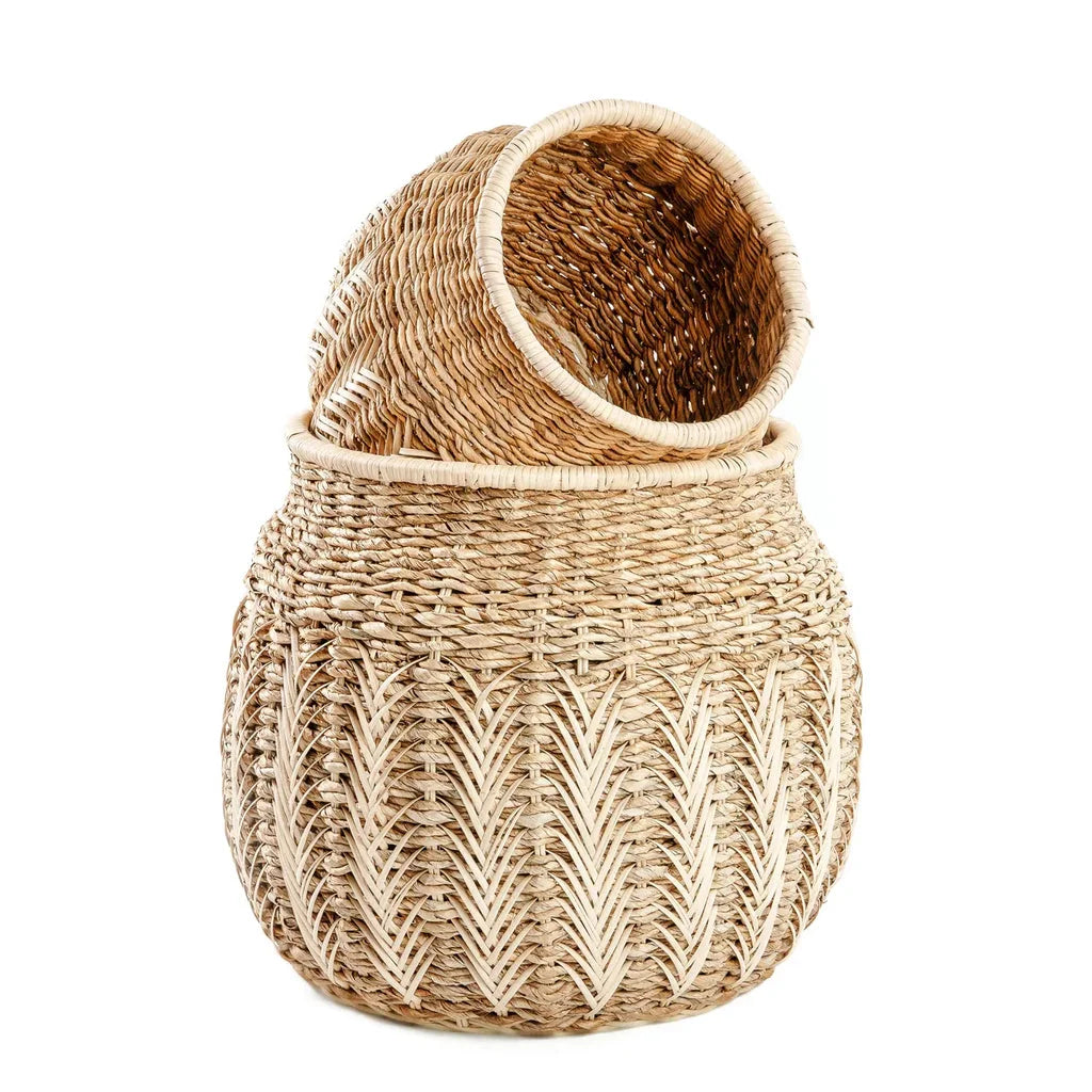 Deux paniers en vannerie en osier pour le produit Le panier Luziru Naturel