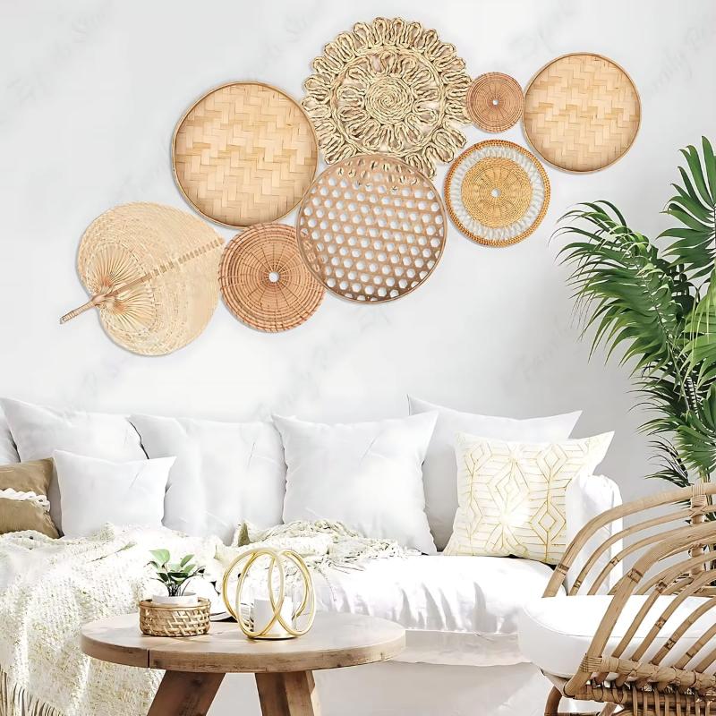 Panier mural osier et rotin lot de 8 en situation