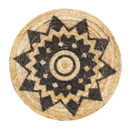 Décoration murale ronde en rotin avec motif étoile noire naturel de Ø90 cm