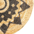 Panier mural rond en rotin avec motif étoile noire naturel et motif géométrique