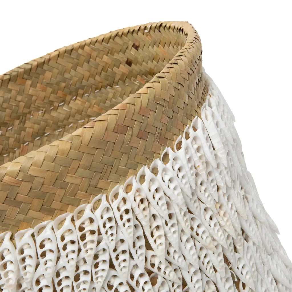 Panier en pandan tissé avec franges de coquillages pour Le Panier Pandan #2