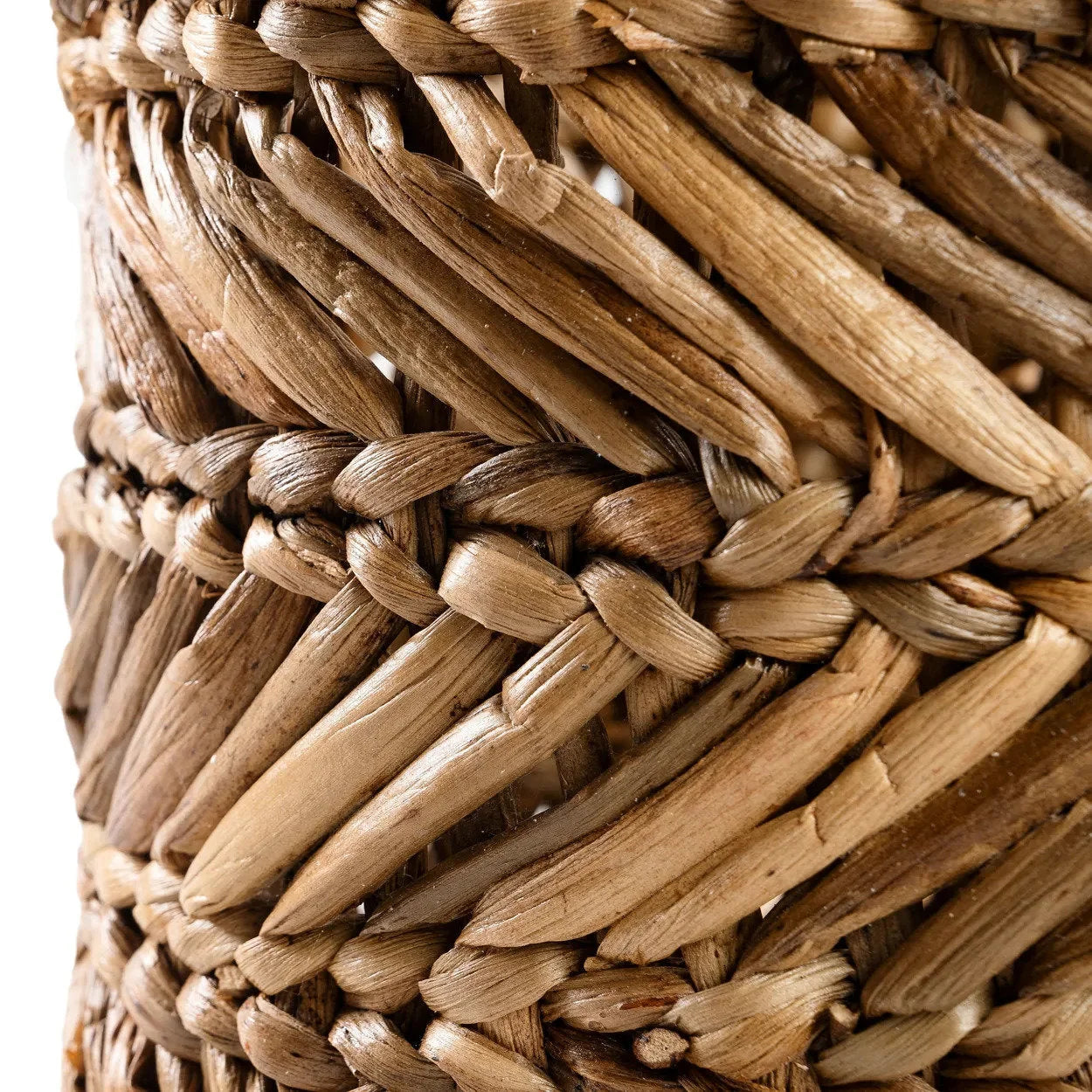 Panier de rangement cylindrique en feuilles de bananier tressées naturel – H34 cm