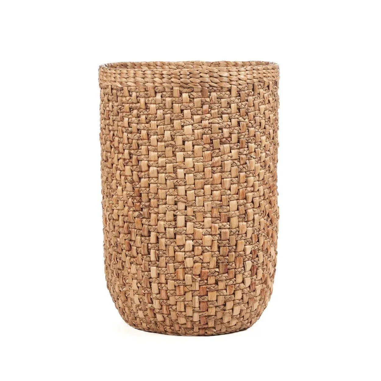 Panier de rangement cylindrique en fibres naturelles tressées couleur naturelle