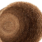Panier de rangement cylindrique en fibres naturelles tressées couleur naturelle