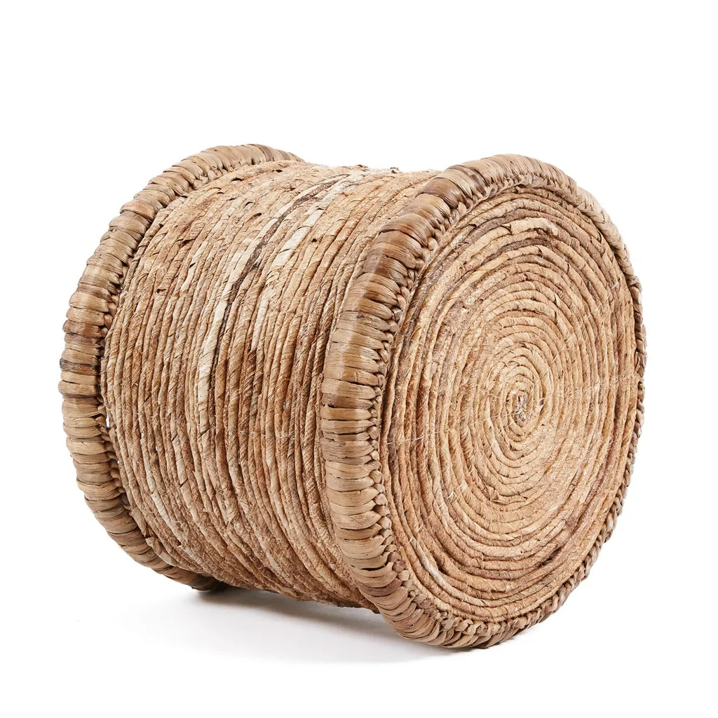 Panier de rangement en fibres naturelles tressées beige cylindrique ronde Ø38 cm