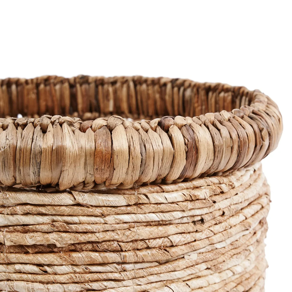 Panier de rangement en fibres naturelles tressées beige de forme ronde Ø38 cm