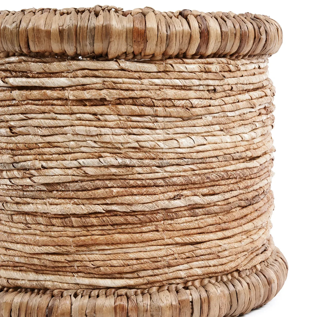 Panier de rangement en fibres naturelles tressées beige en forme ronde Ø38 cm