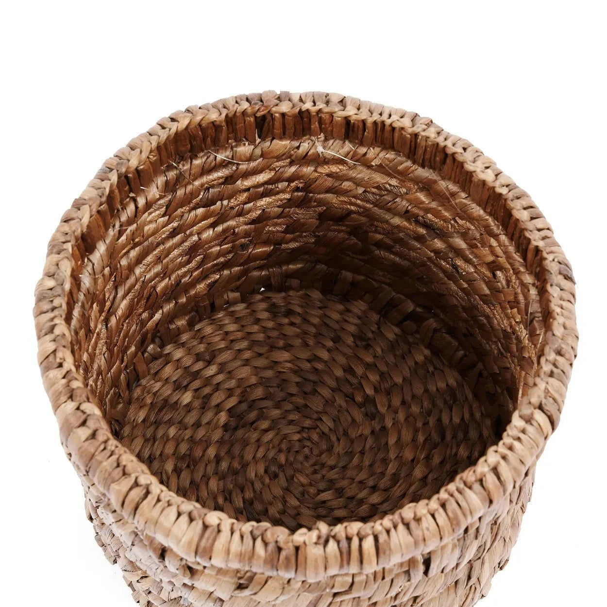 Panier de rangement en jacinthe d’eau tressée rond naturel Ø34 cm