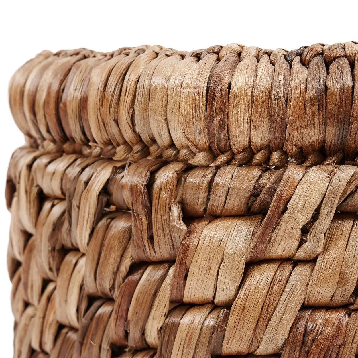 Panier de rangement rond en jacinthe d’eau tressée couleur marron naturel