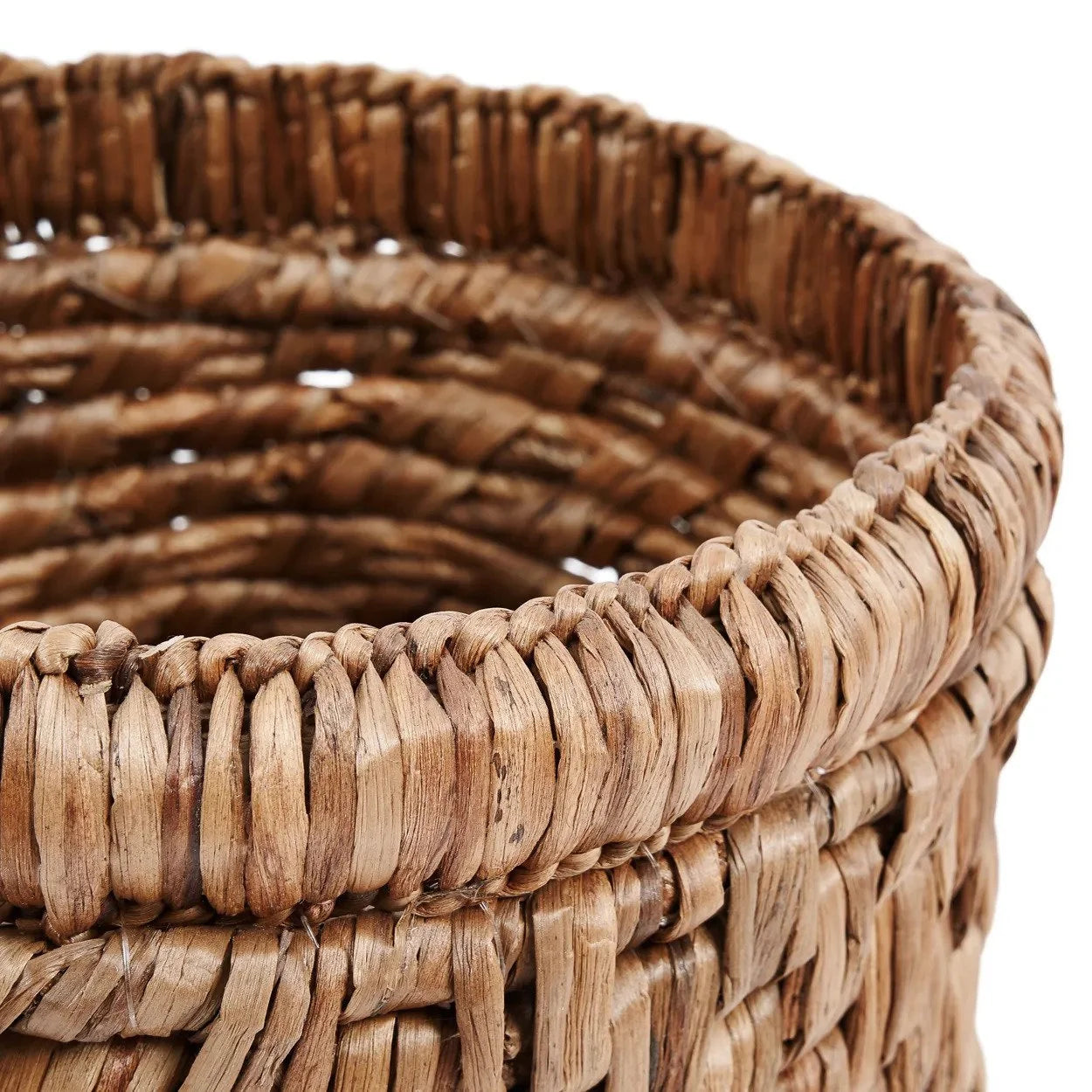 Panier de rangement en jacinthe d’eau tressée ronde naturel Ø34 cm