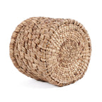 Panier de rangement en jacinthe d’eau tressée ronde avec base en spirale naturel