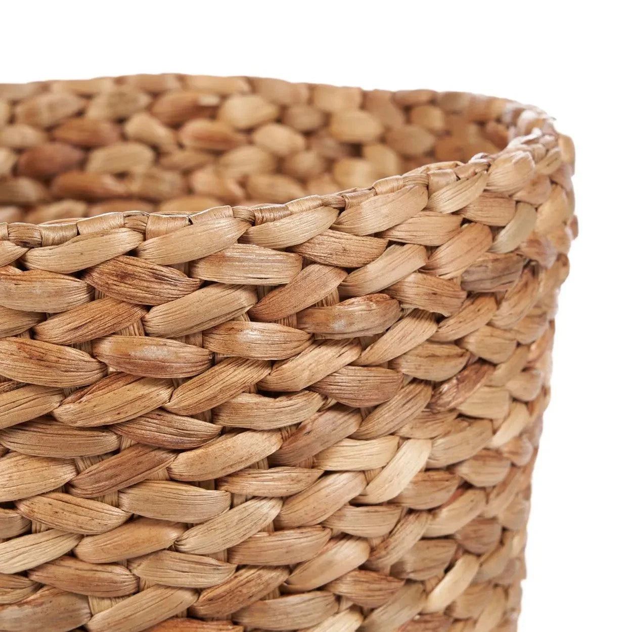 Panier de rangement cylindrique en jonc de mer tressé naturel avec motif hyacinth