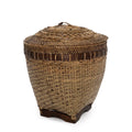 Panier de rangement ovale en rotin tressé naturel avec couvercle poignée – H40 cm