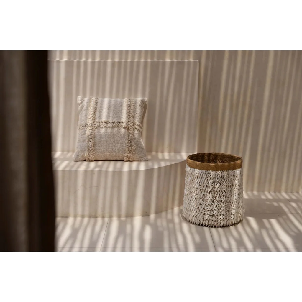 Coussin décoratif tissé avec motif géométrique pour Panier de rangement en pandan