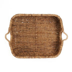 Panier de rangement rectangulaire en feuille de bananier naturelle avec poignées en corde