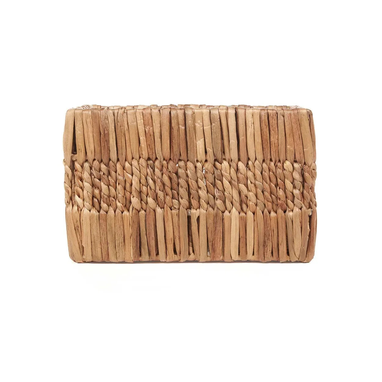 Panier de rangement rectangulaire en feuilles de bananier tressées naturel
