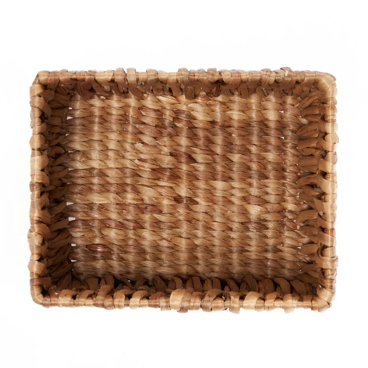 Panier de rangement rectangulaire en feuilles de bananier tressées naturel