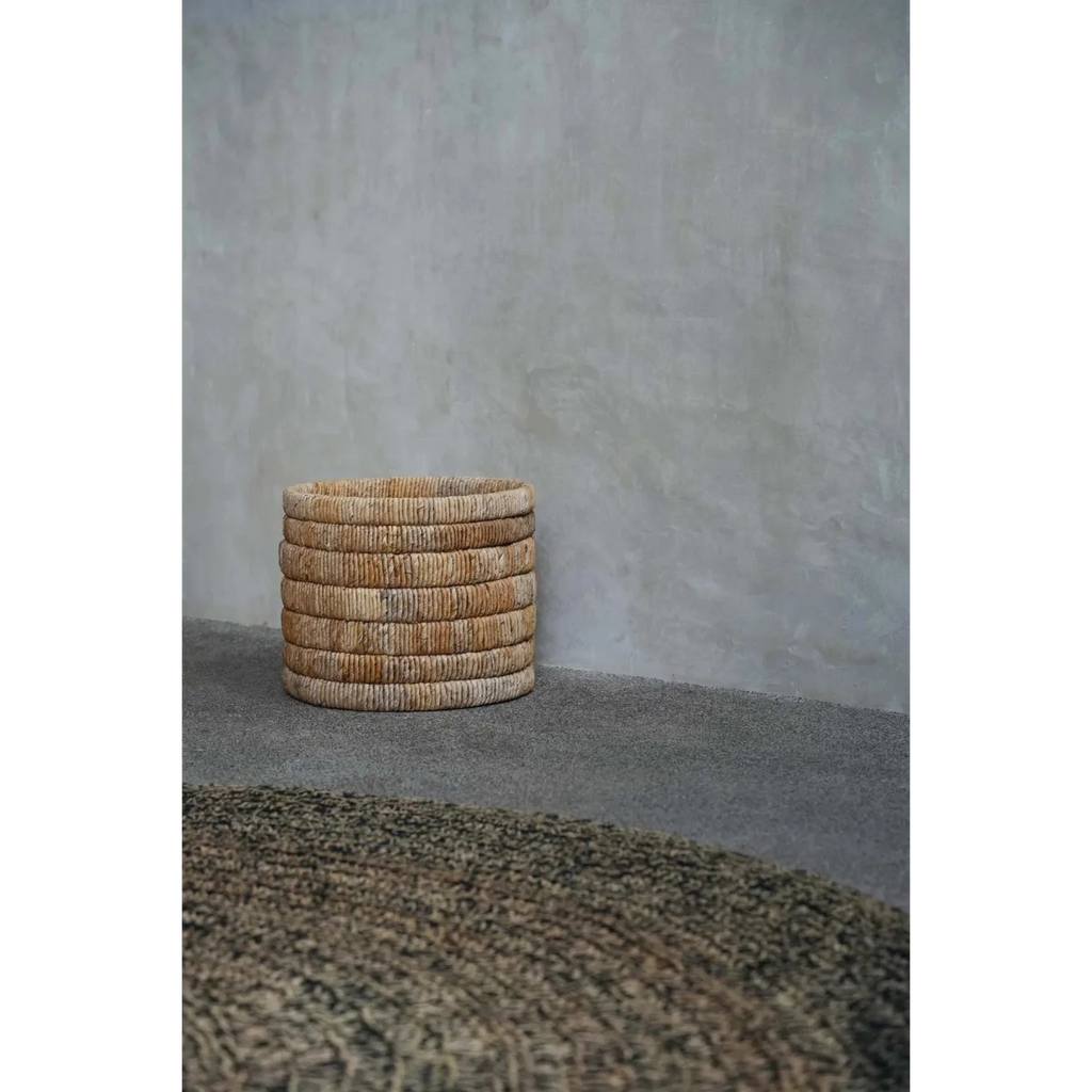 Panier de rangement rond en feuilles de bananier – Ø37 cm