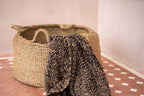 Panier de rangement rond en jacinthe d’eau tressée naturel avec poignées – Ø52 cm