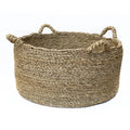 Panier de rangement rond en jonc de mer naturel avec poignées – Ø60 cm