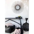 Panier de rangement rond en rotin noir avec poignées – Ø60 cm