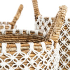 Panier de rangement en rotin naturel motif croisé avec poignées intégrées