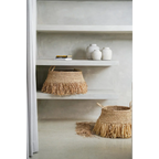 Panier en raphia naturel avec franges – 30 x 36 cm