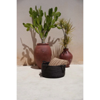 Panier rond en jonc de mer noir à anses souples – Ø52 cm
