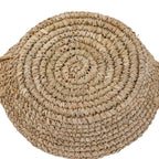 Panier rond en raphia naturel beige à motif spiralé avec anses