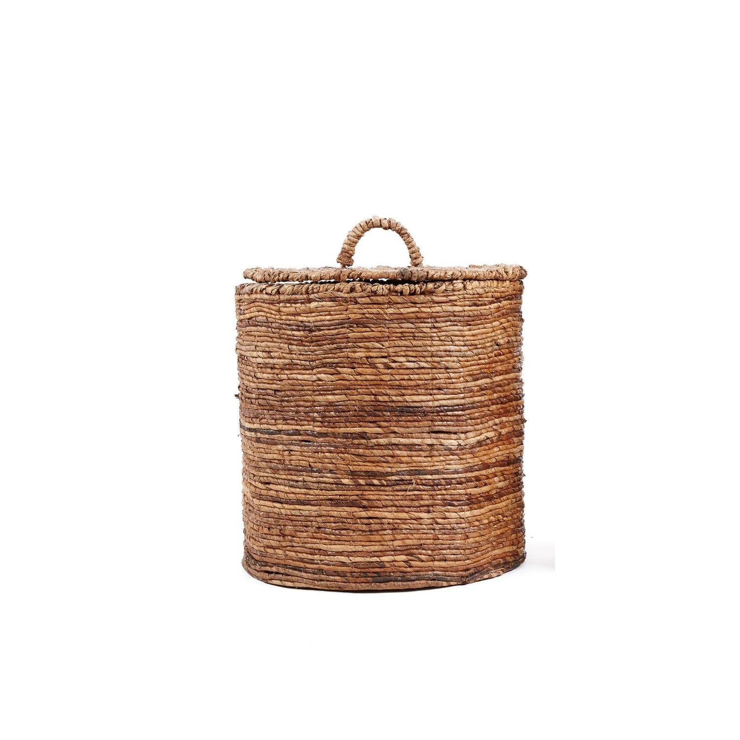 Panier cylindrique en feuilles de bananier naturel avec couvercle, lot de 2