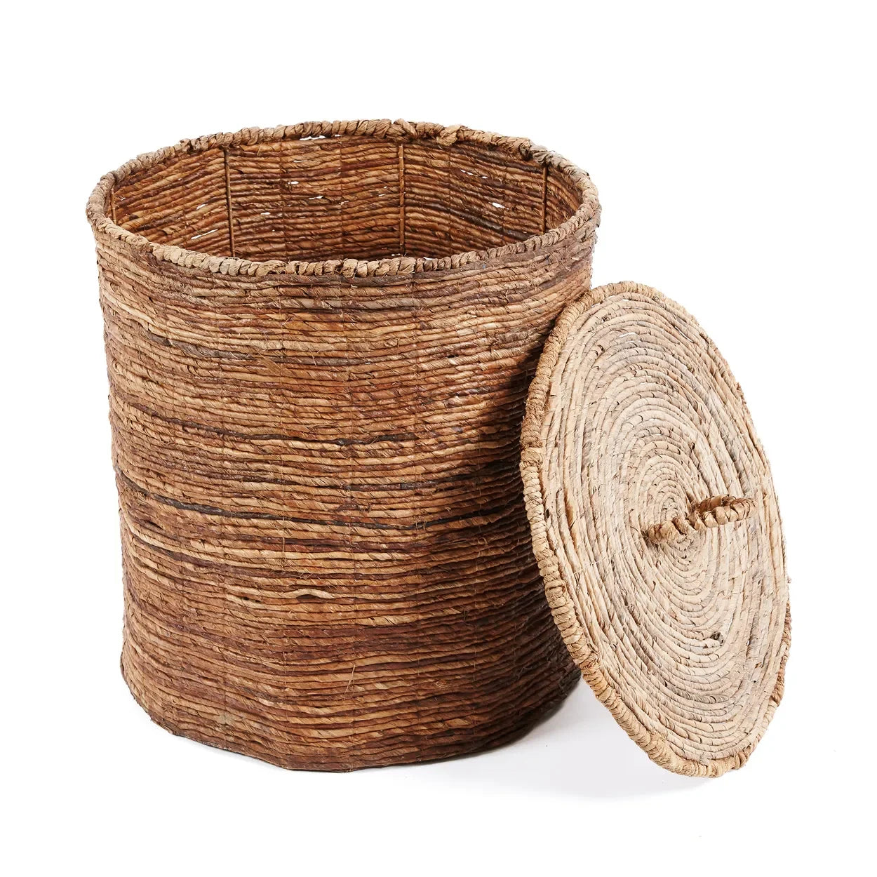 Panier de rangement en feuilles de bananier naturel avec couvercle 50x55 cm