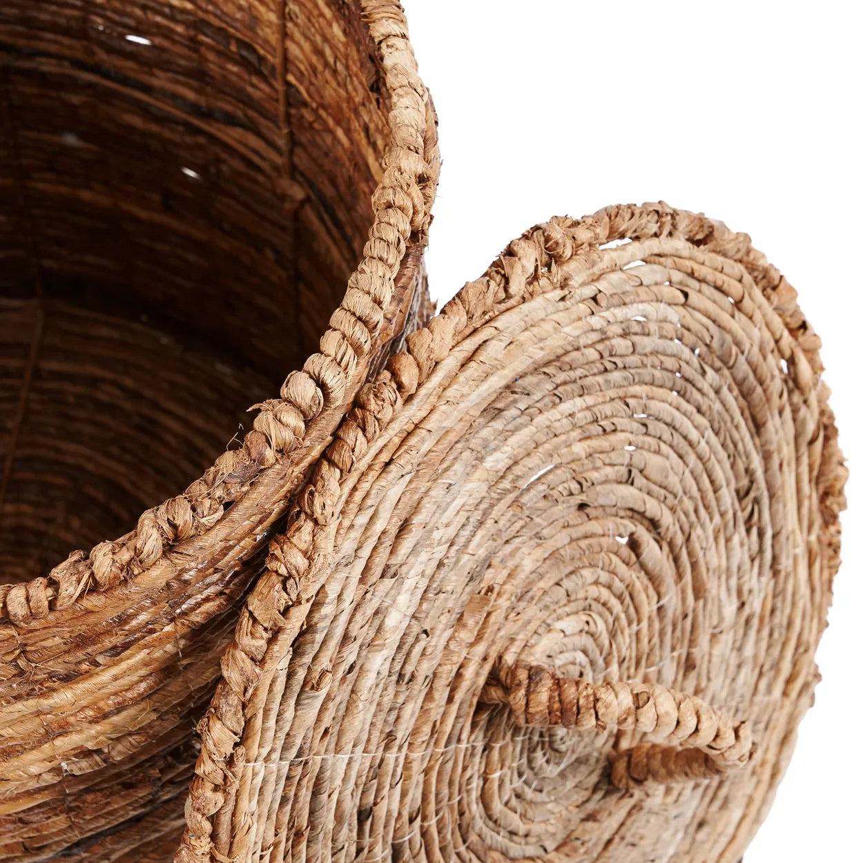 Panier rond en feuilles de bananier naturel avec couvercle, 50x55 cm