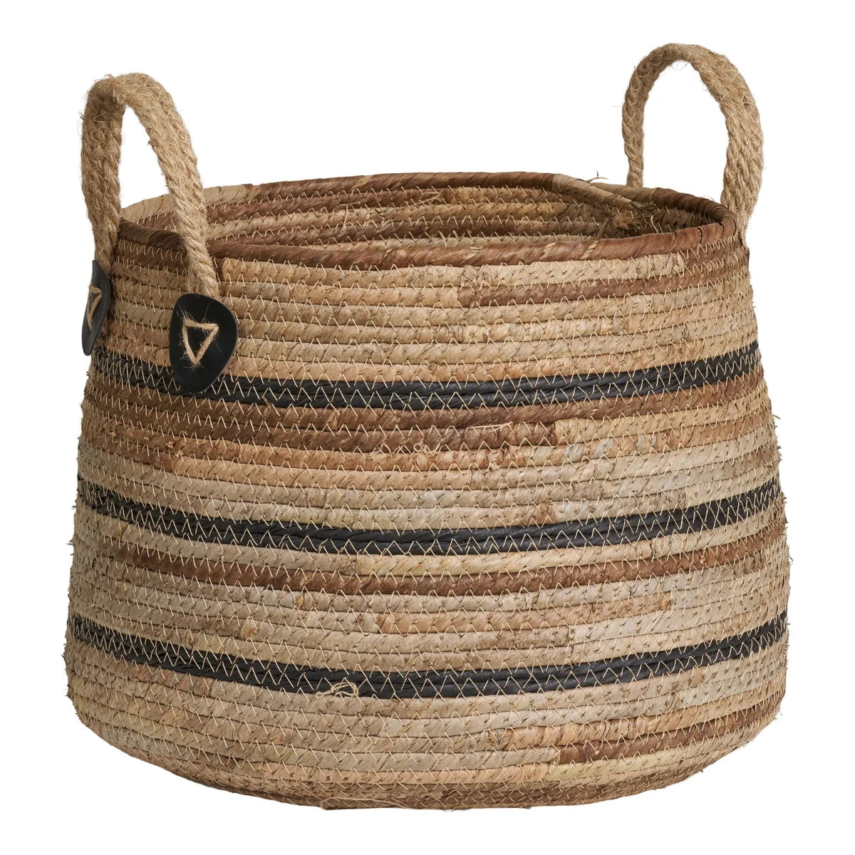 Panier en feuilles de bananier naturel tressé Ø30 cm, lot de 2