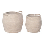 Paniers de rangement en corde tressée beige avec poignées, set de 2