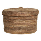 Panier de rangement en feuilles de bananier tressées avec couvercle, set de 2