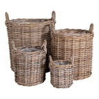 Paniers de rangement ronds en rotin tressé naturel avec anses – Set de 4