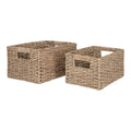 Set de 2 paniers rectangulaires en fibre naturelle avec anses intégrées