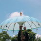 Parasol balinais 180 cm en bois et tissu bleu pastel
