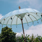 Parasol balinais 180 cm en bois et tissu bleu pastel