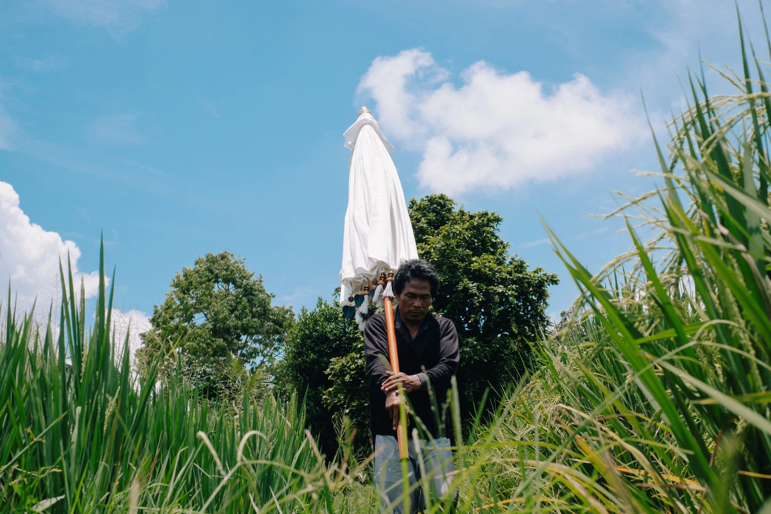 Parasol crème 250 cm avec pampilles