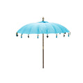 Parasol en toile bleu mer 180 cm avec houppes décoratives