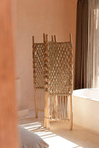Macrame room divider en teck avec herbier de mer naturel 170 cm