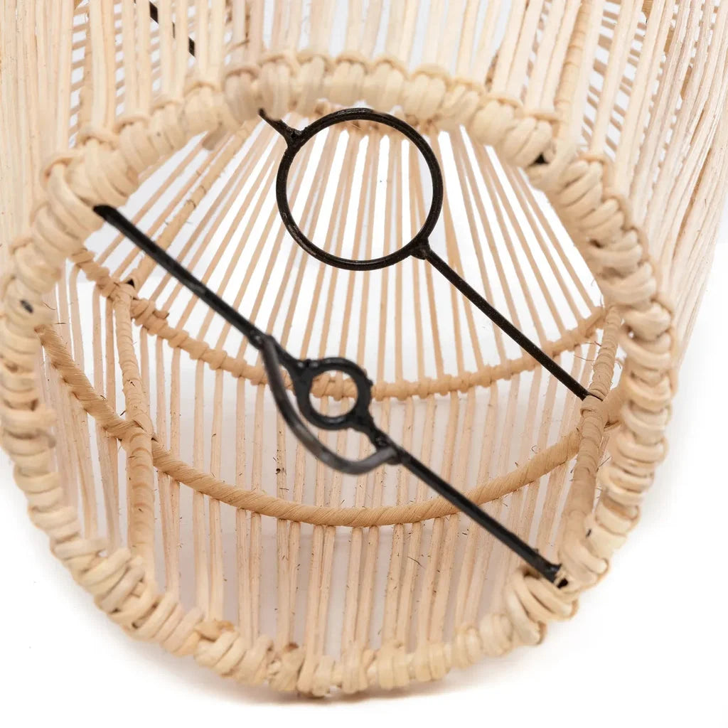 Abat-jour en osier avec supports métalliques du pendentif Afrodisiac Naturel M