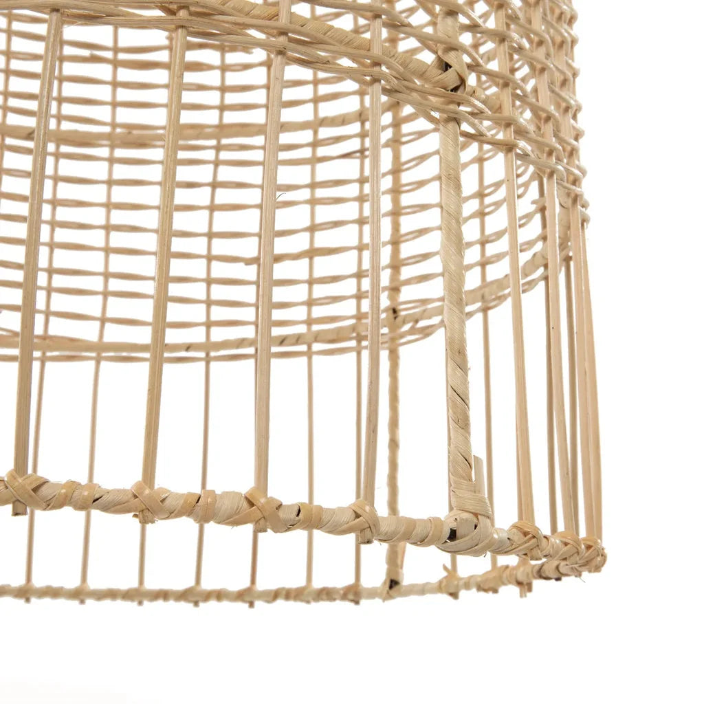 Abat-jour cylindrique en rotin tissé pour le pendentif Amalfi Naturel M