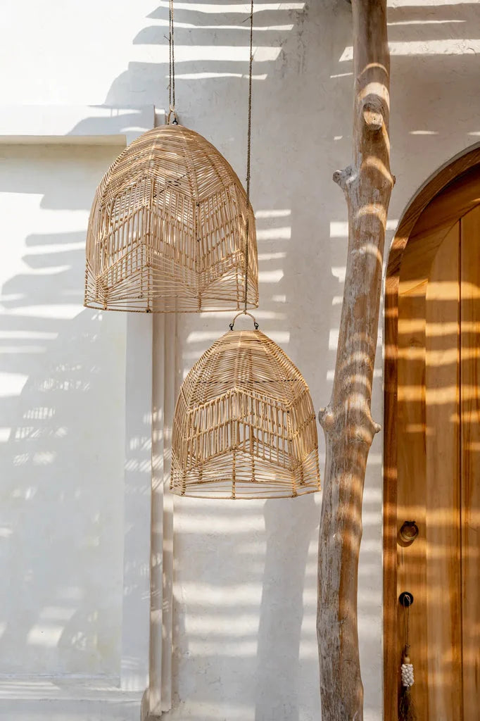 Luminaire en forme de dôme tissé pour le pendentif Bala Naturel M