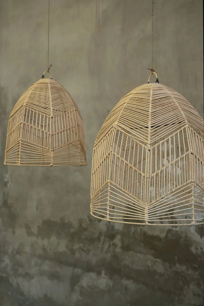 Paire de suspensions en tissage Le Pendentif Bala Naturel M pour salon ou cuisine