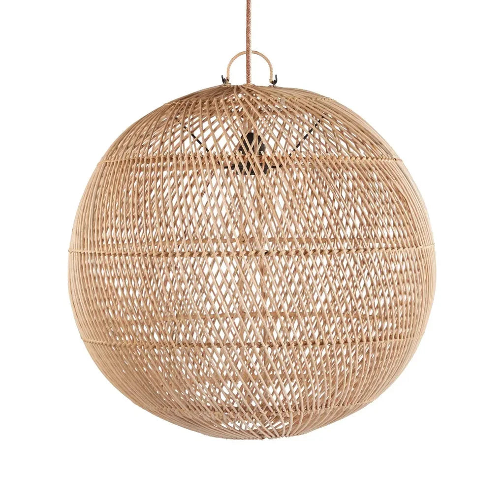 Lampe suspendue globe en rotin tissé pour Le Pendentif Bulle Naturel M