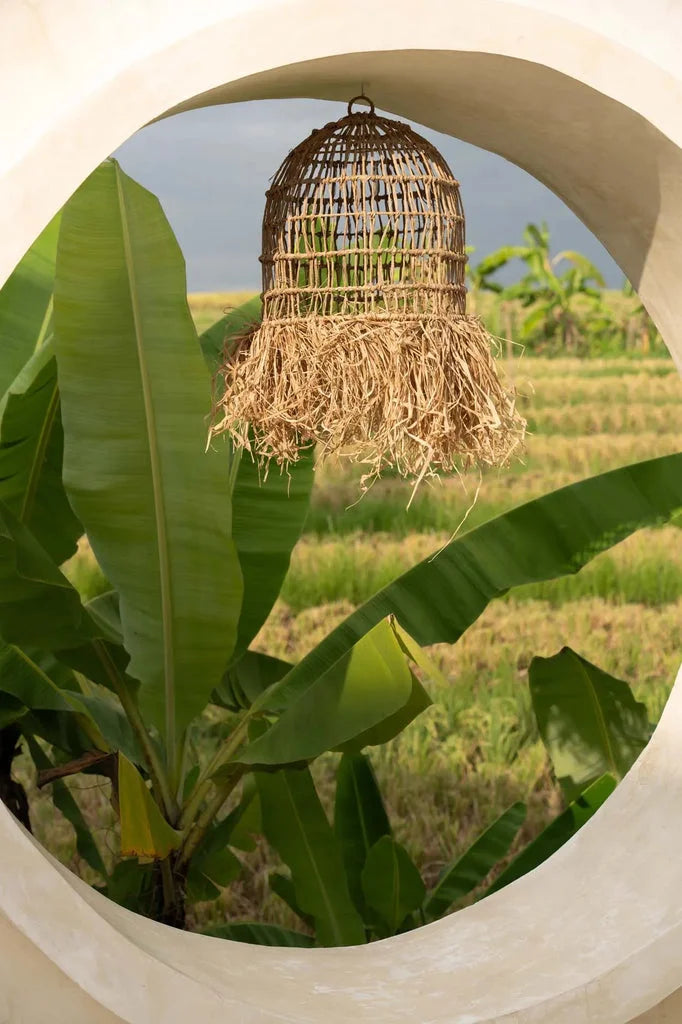 Lampe cage à oiseaux tissée pour décoration intérieure élégante et naturelle
