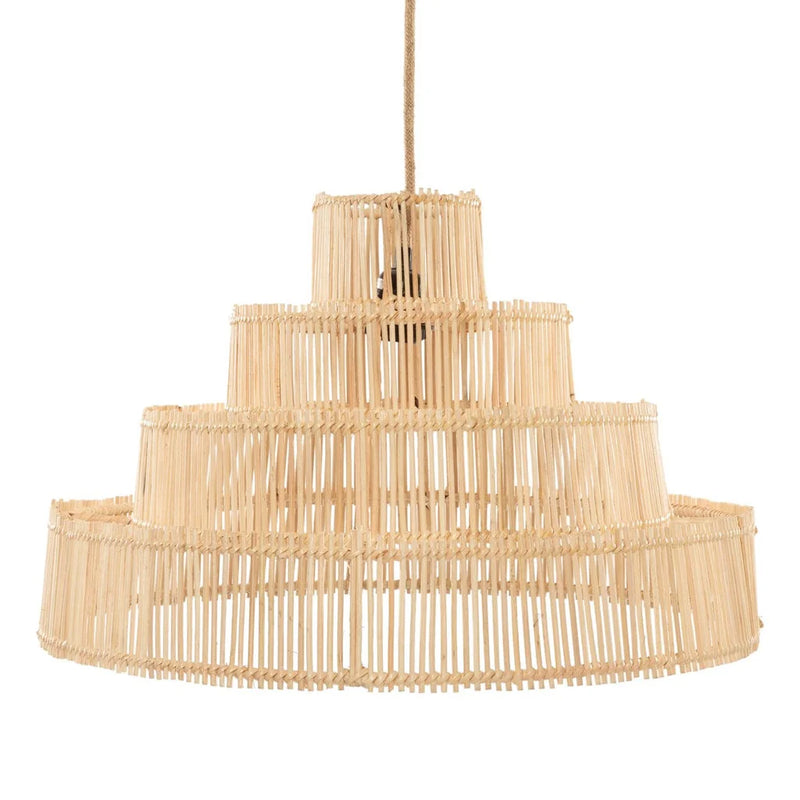 Luminaire suspendu en bambou à plusieurs niveaux pour décoration naturelle mariage