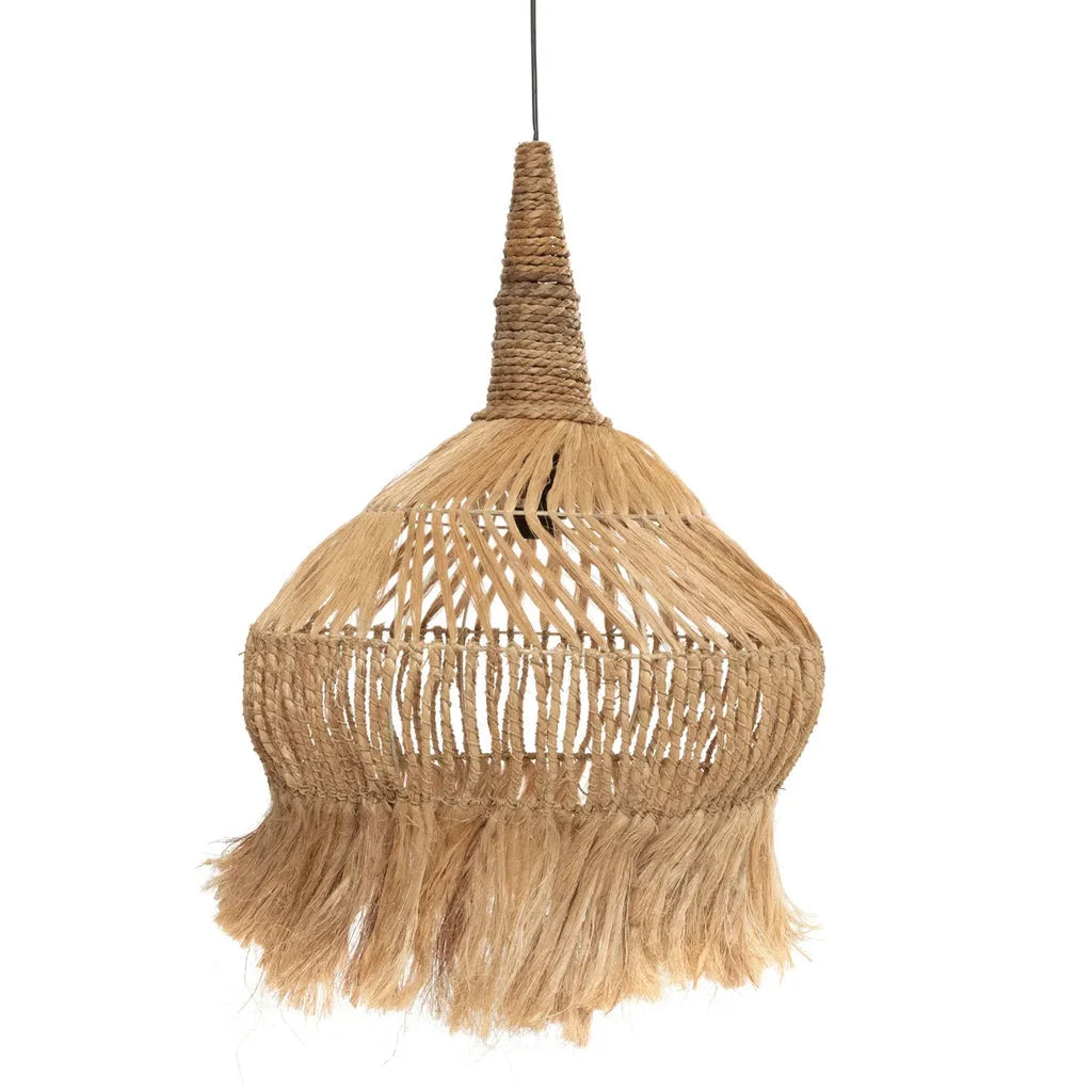 Suspension en raffia tissée Le Pendentif Hippy Tipi Naturel L